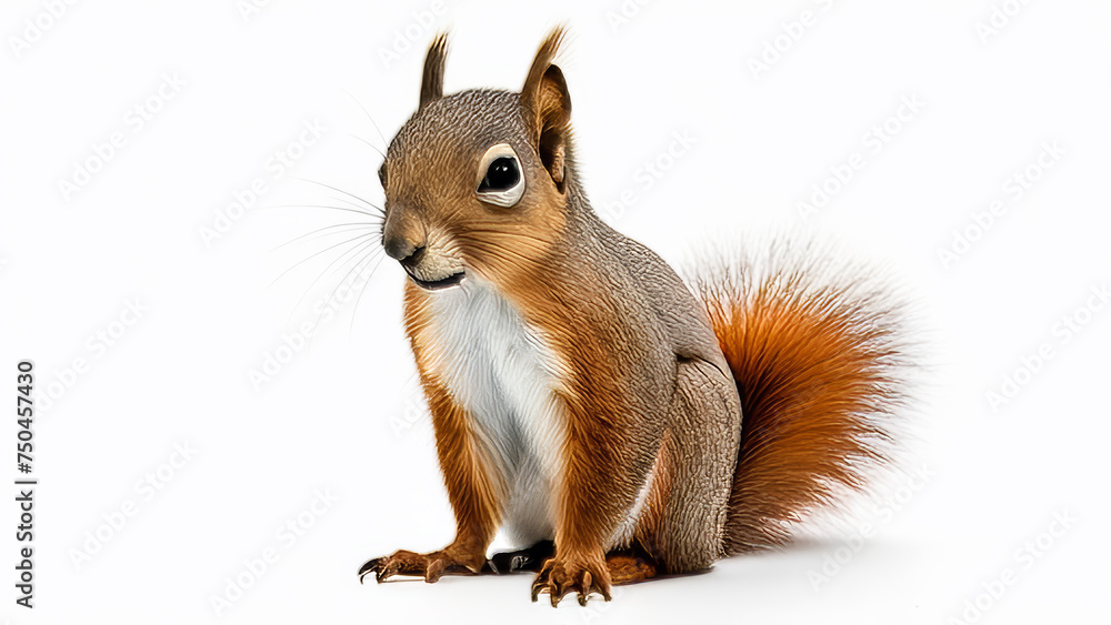 Squirrel on a white background. Red squirrel on a white background. Squirrel on a white background. Red squirrel on a white background.