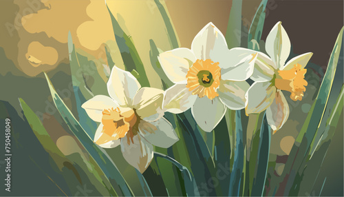 Narcissus flowers in the spring