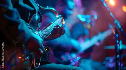 Talented Musicians Playing Guitars at a Blues Concert