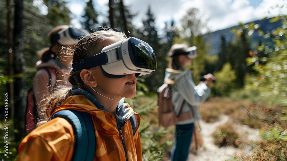 Children Exploring Virtual Reality Adventure in Gravity-Defying Landscapes