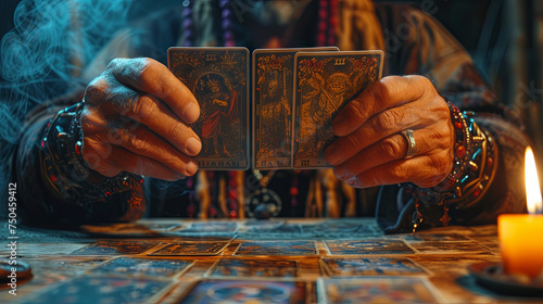predicting future with tarot by old man photo
