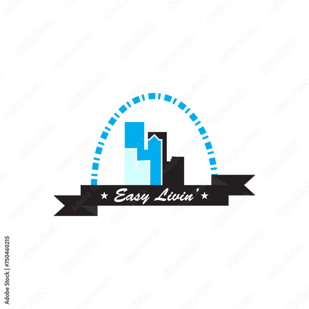 Easy Livin, modern city skylines, skyline silhouette, for your business blues and blacks with vector file