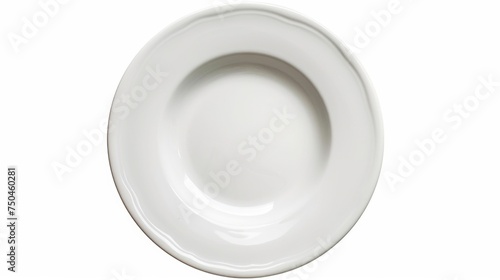 Simple empty white plate on a clean white surface. Ideal for food presentations