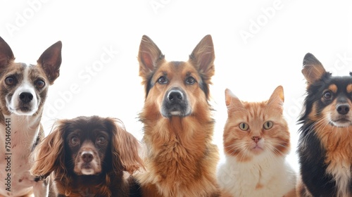 A group of dogs and cats sitting together. Suitable for pet-related designs