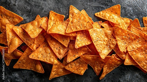 Close up of corn triangular tortilla chips