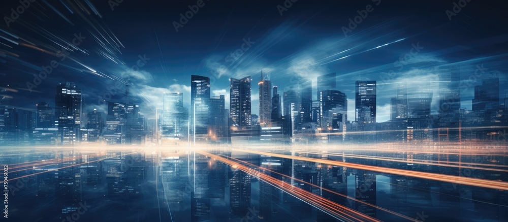 Vibrant City Lights Illuminating Night View Creating a Mesmerizing Urban Landscape Vibrant City Lights Illuminating Night View Creating a Mesmerizing Urban Landscape