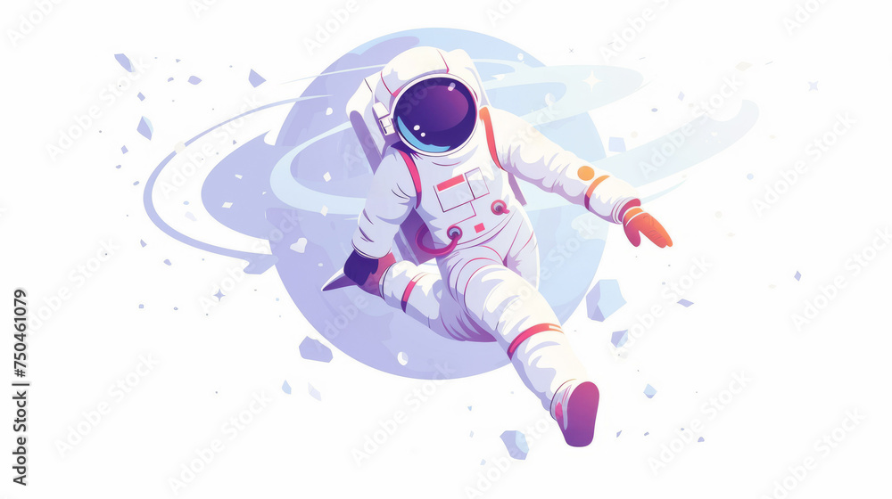 Astronaut serenely drifting in the vastness of outer space