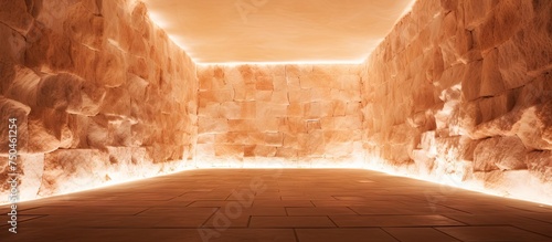 Journey Through a Serene Salt Stone Wall Lined Hallway in a Salt Cave Salarium photo