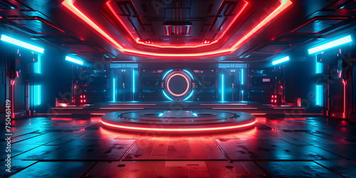 Abstract background esports scifi gaming video game futuristic neon glow chamber. © Adnan