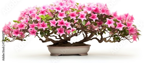 Exquisite Bon Tree Blossoming with Delicate Pink Flowers in a Decorative Pot