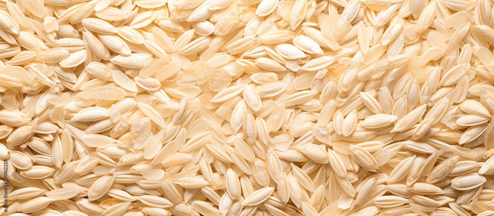 Close-Up View of Fresh and Nutritious Oat Flakes Piled Together in Intricate Texture Close-Up View of Fresh and Nutritious Oat Flakes Piled Together in Intricate Texture
