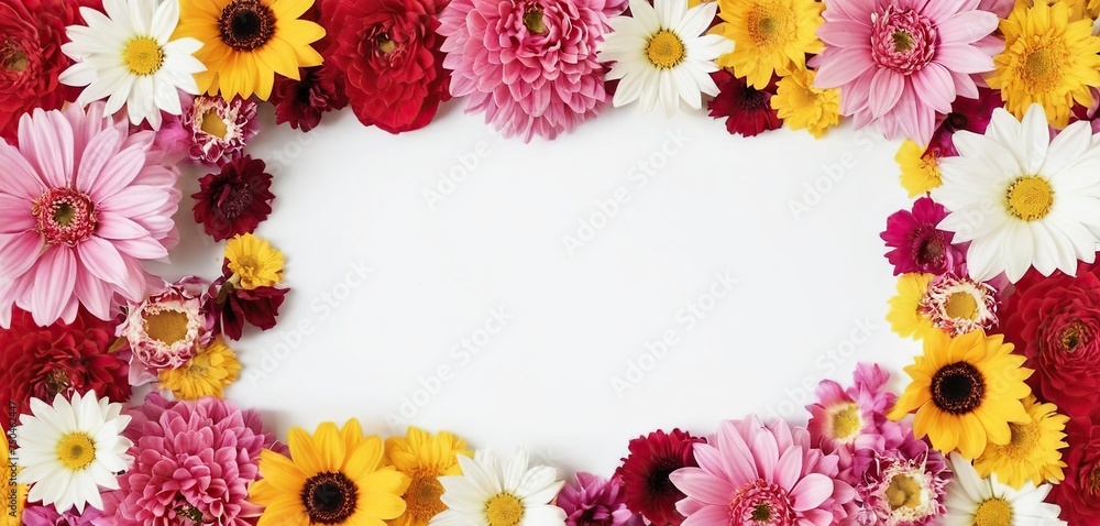 frame made of colorful flowers frame made of colorful flowers