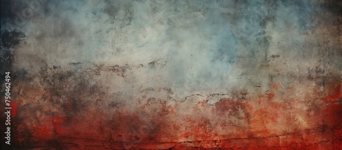 Vibrant Abstract Painting Featuring a Red and Blue Textured Wall