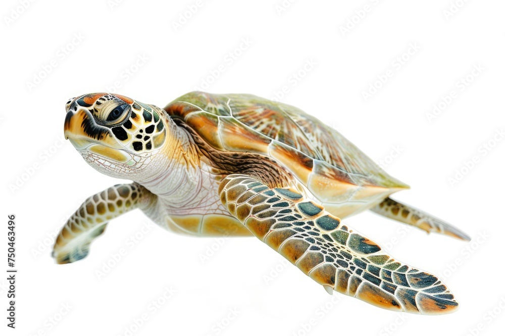 Fototapeta premium A turtle gracefully swimming in clear water, perfect for nature or animal themes