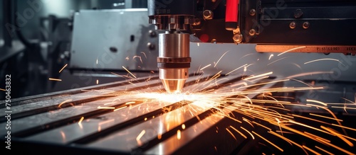 Advanced Technology: Fiber Laser Cutting Machine Precisely Cuts Metal Plate in Manufacturing Process