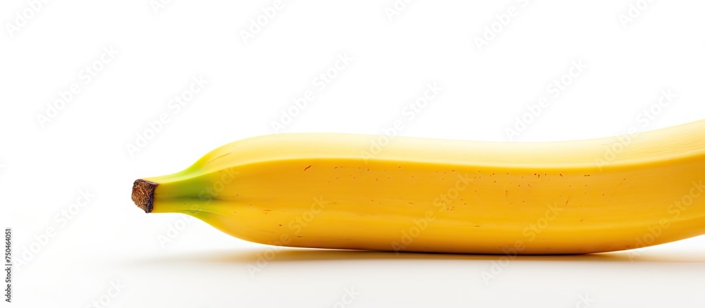Vibrant Yellow Banana Standing Out on a Clean White Background with Copy Space Vibrant Yellow Banana Standing Out on a Clean White Background with Copy Space