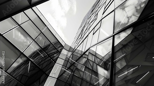 architektura geometrii w oknie szklanym - monochromatyczna