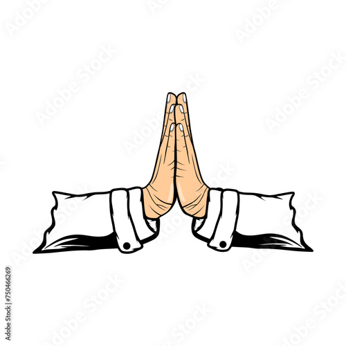 Islamic ramadan hand gestures to apologize physically and mentally vector illustration