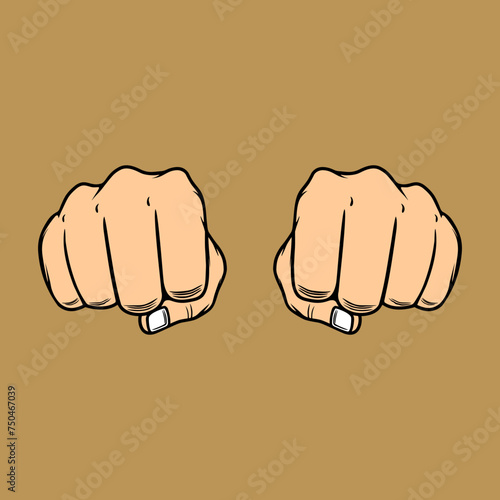 strong clenched fist punches forward vector illustration
