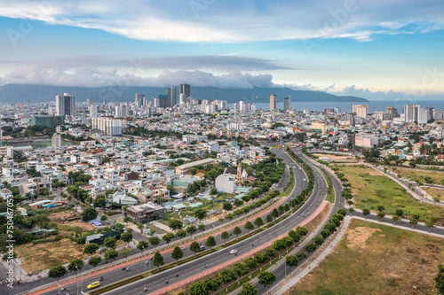 Aerial view of Da Nang city  Vietnam