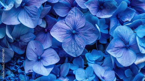 Close-Up of Hydrangea: A Burst of Blue Flowers Creating a Beautiful Background Banner Texture