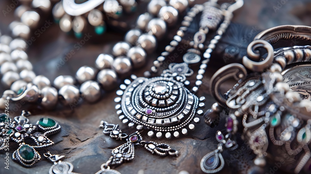 Obraz premium bridal antique silver jewelry