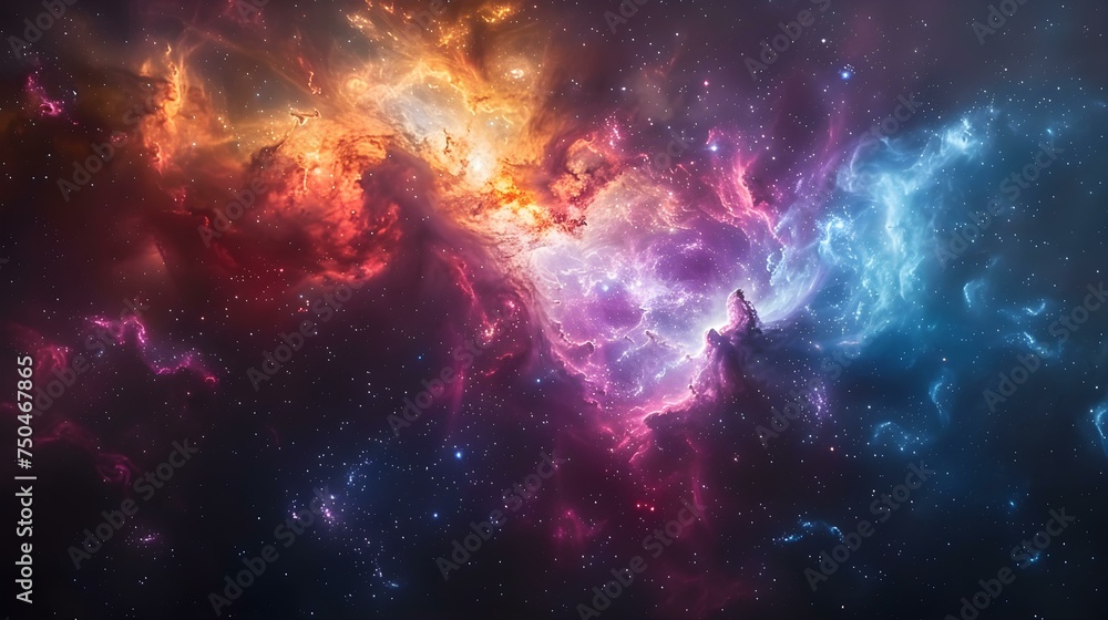 Dreamy Galaxy: A Surreal Landscape of Cosmic Colors and Ethereal Elements. Concept Fantasy World, Starry Night, Magical Universe, Celestial Beauty, Astral Wonders
