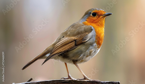 A sharp profile of a robin with a striking red breast, perched elegantly.