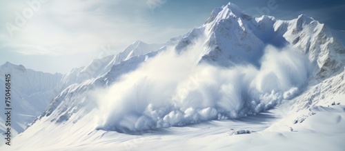 Dramatic Avalanche Descending on Snow-Covered Berner Alps Peaks in Switzerland