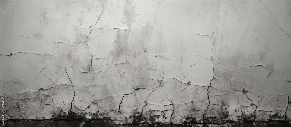 Urban Decay: White Wall with Peeling Paint and Cracks Texture Background
