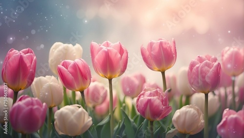 Whisper tale tulips flowers. AI generated illustration