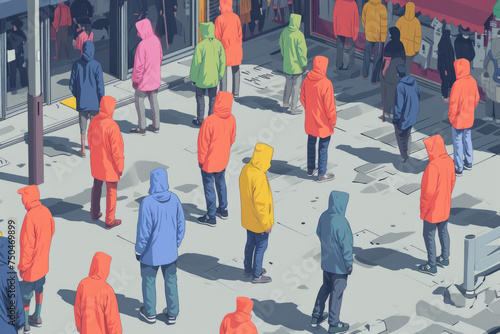 Illustration of monotonous NPCs in gray against richly colored players in a modern game world