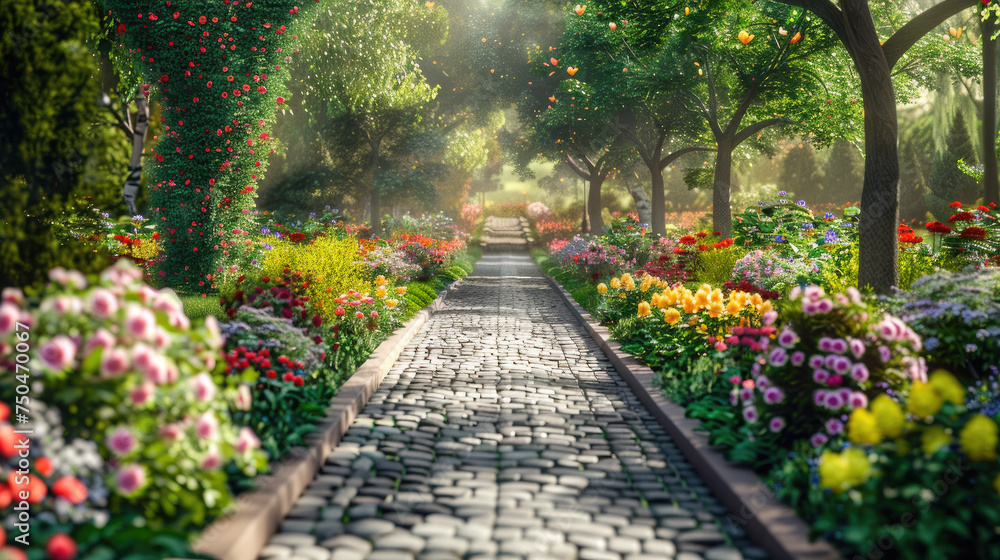road in the beautiful garden