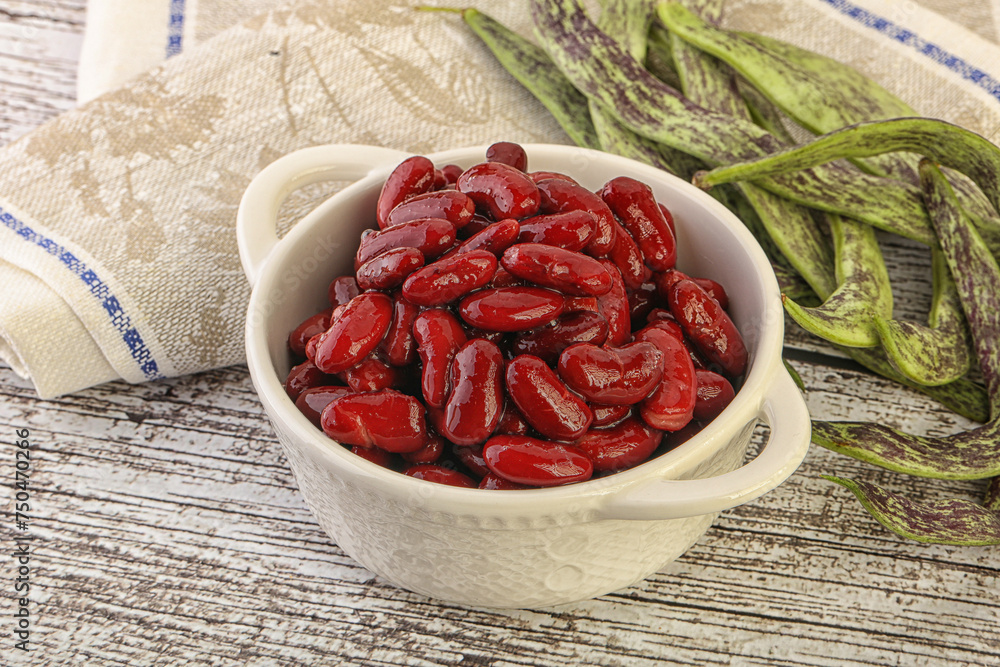 Baked red canned bean in the bowl Baked red canned bean in the bowl