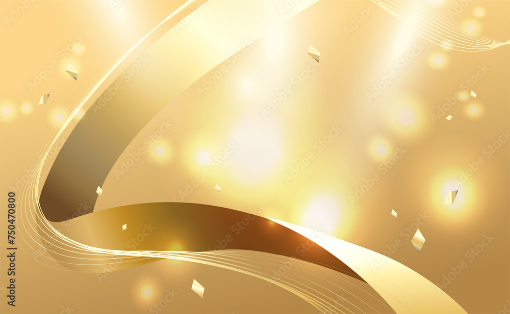 Elegant background with golden ribbon elements and glitter light effect decoration. Elegant background with golden ribbon elements and glitter light effect decoration.