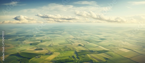 Scenic Panorama of Vast Cropland under an Expansive Sky