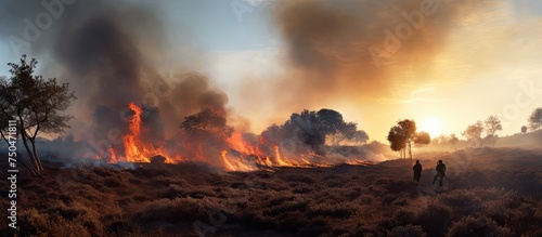 Distant Blaze: Conservation Efforts with Controlled Burn in the Heathland Landscape