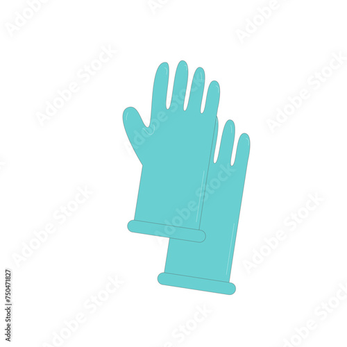Gloves isolated on white background. Vector flat with outline illustration