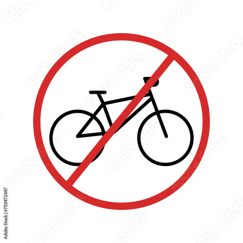 No bicycle parking. Prohibition signs. Editable stroke. Vector illustration