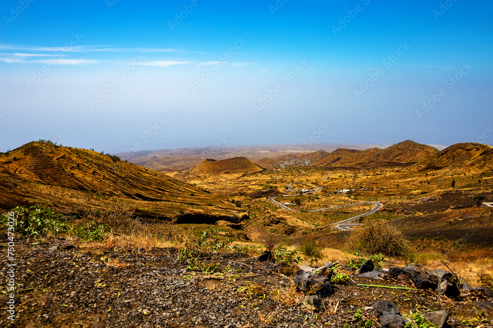 Landscape on Island Fogo, Island of Fire, Cape Verde, Cabo Verde, Africa.