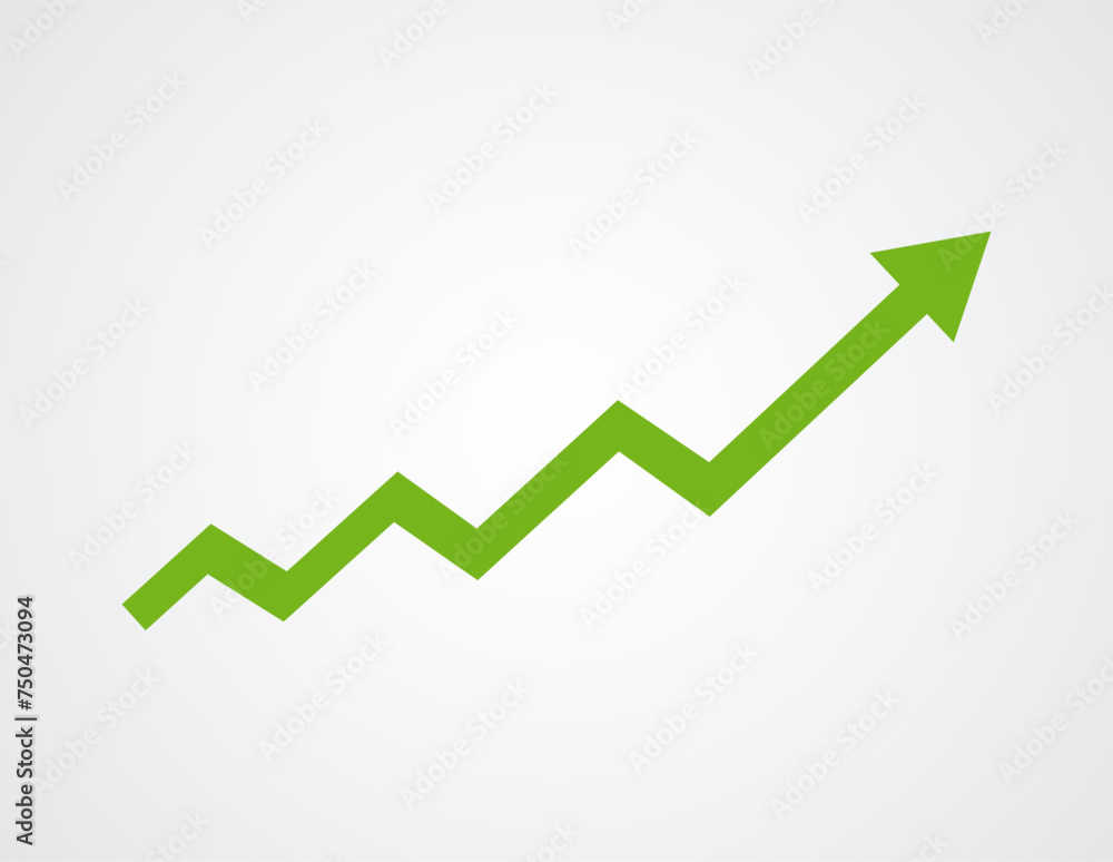 Rise Up. Rising polygonal arrow green color. Stock illustration. Rise Up. Rising polygonal arrow green color. Stock illustration.