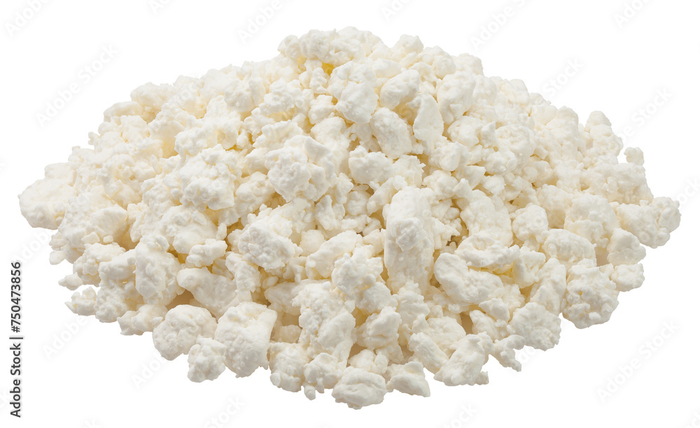 Cottage Cheese, Curd, isolated on white background, full depth of field