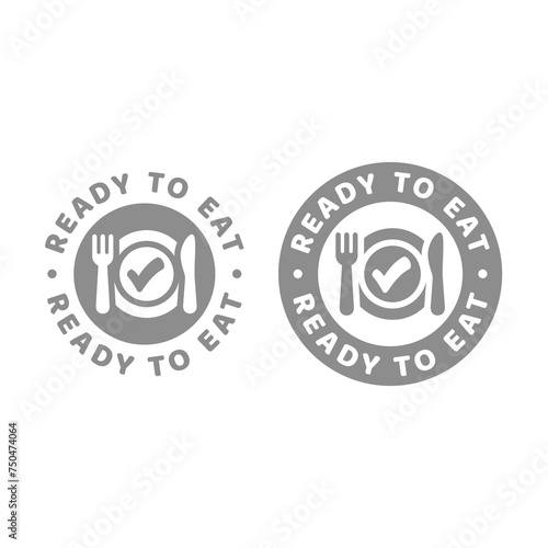 Ready to eat vector label. Circle food and meal badge.
