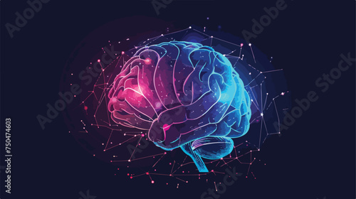 Brain image for science and study Flat vector