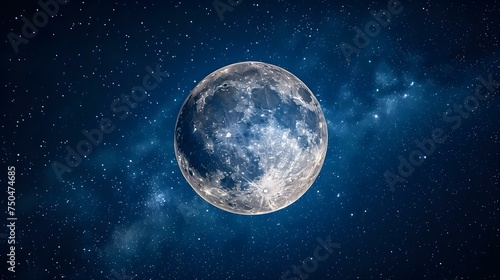 Shimmering Moon Illuminates the Starry Night Sky: A Stunning Celestial Spectacle. Concept Starry Night Sky, Moonlit Landscape, Celestial Beauty, Lunar Photography, Nature's Splendor
