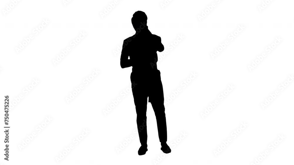 Silhouette man singer. Standing and singing on white background. Alpha matte isolated. Silhouette man singer. Standing and singing on white background. Alpha matte isolated.