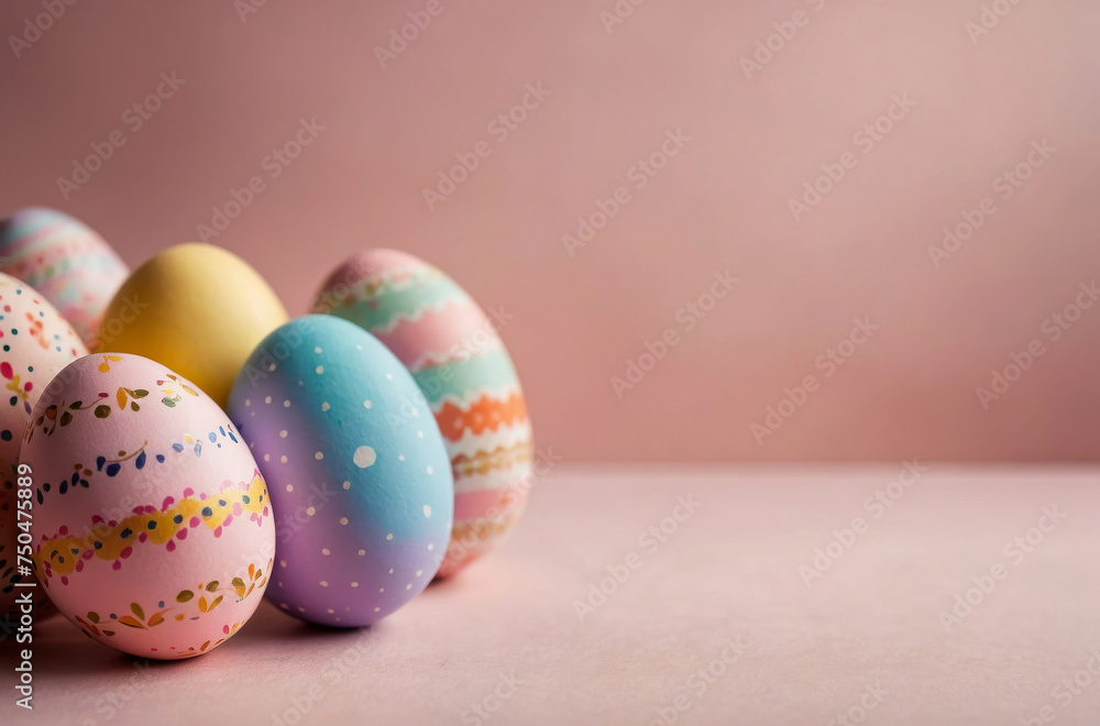 easter eggs on wooden background