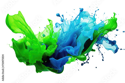 Colorful splash of multicolored paint that scatters in different directions. isolated on PNG Background. Generative Ai.