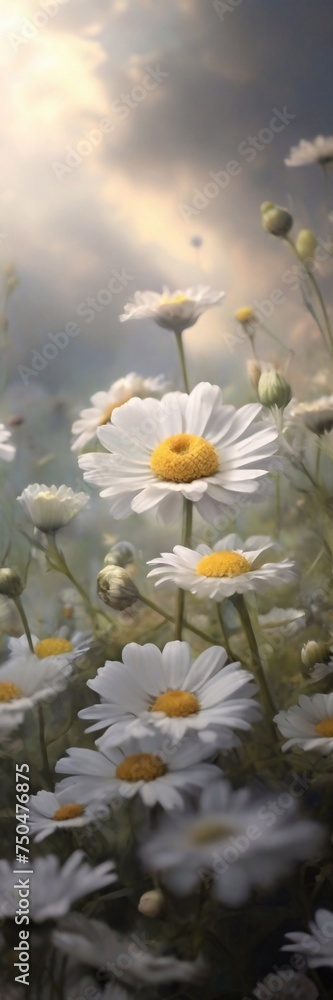 Fototapeta premium Whispers daisy meadow. AI generated illustration