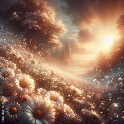 Whispers daisy meadow. AI generated illustration